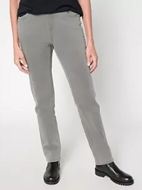 Denim&Co Straight-Leg Jeggings in Light Gray